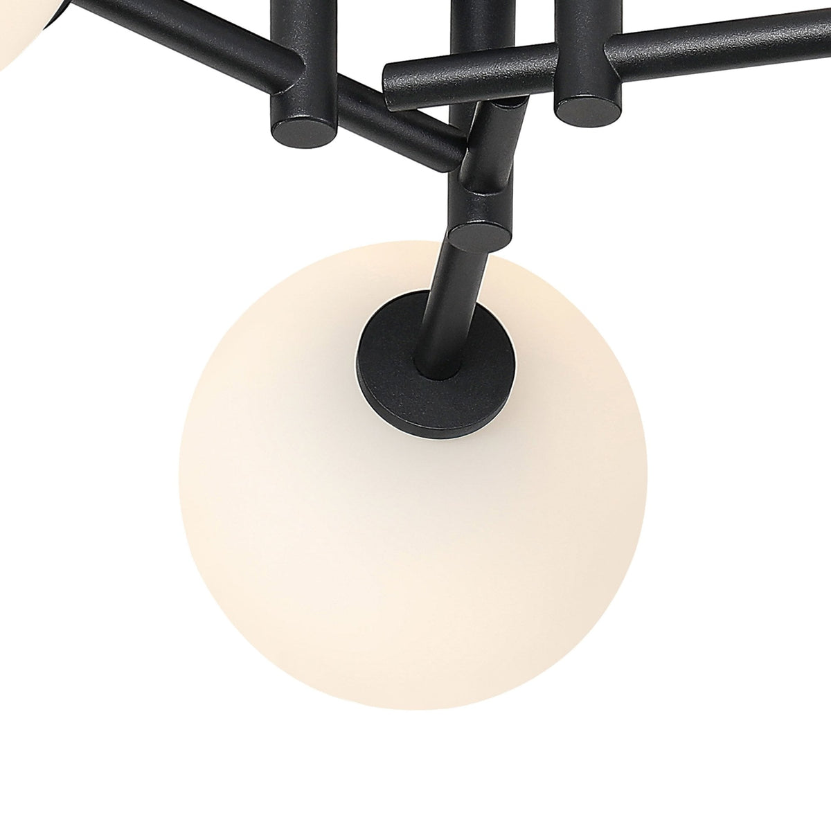 Tenterden Round 3 Light Semi Flush Ceiling Light in Satin Black with Smooth Round Opal Glass Diffusers