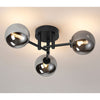 Tenterden Round 3 Light Semi Flush Ceiling Light in Satin Black with Smooth Round Smoke Glass Diffusers