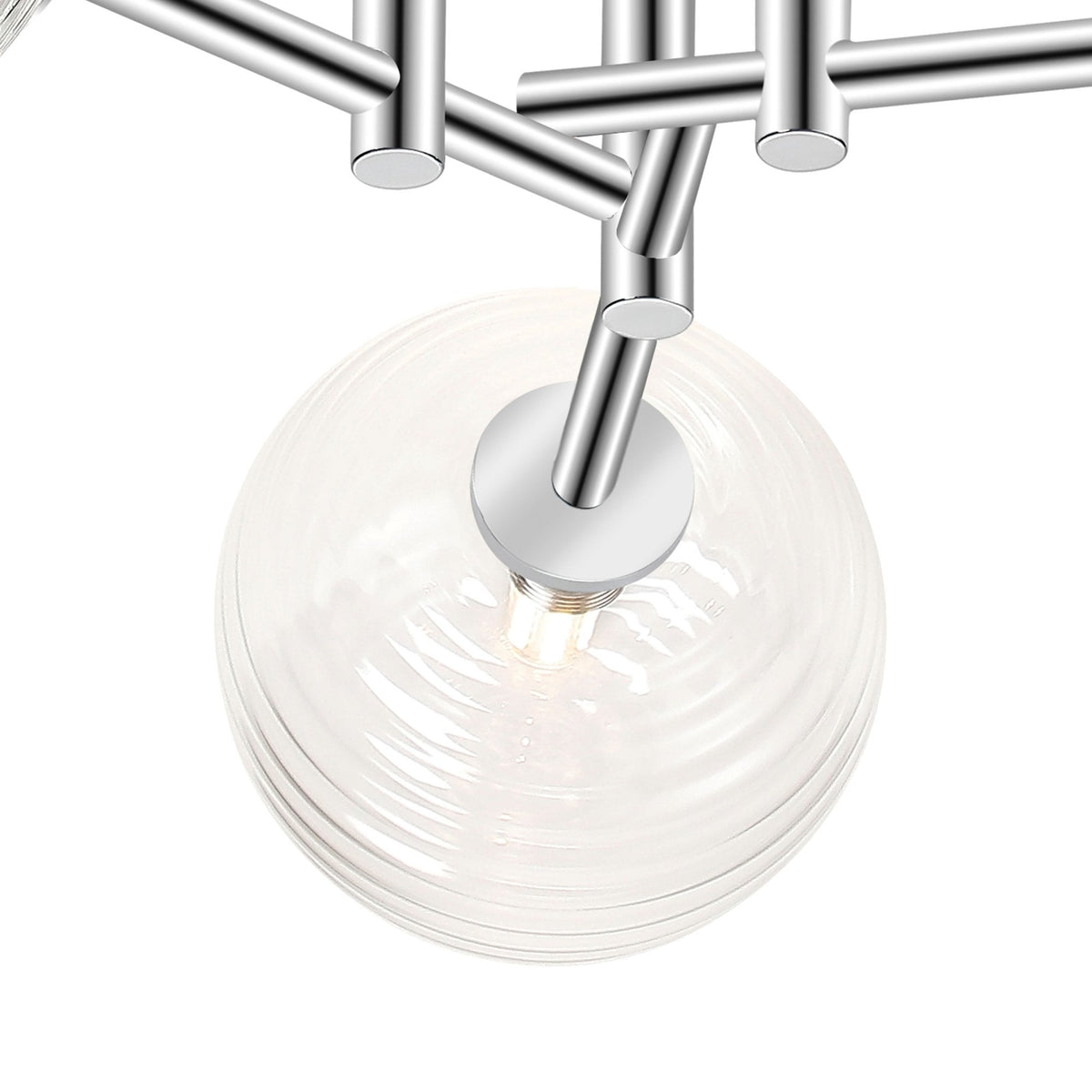 Tenterden Round 3 Light Semi Flush Ceiling Light in Chrome with Ribbed Round Clear Glass Diffusers