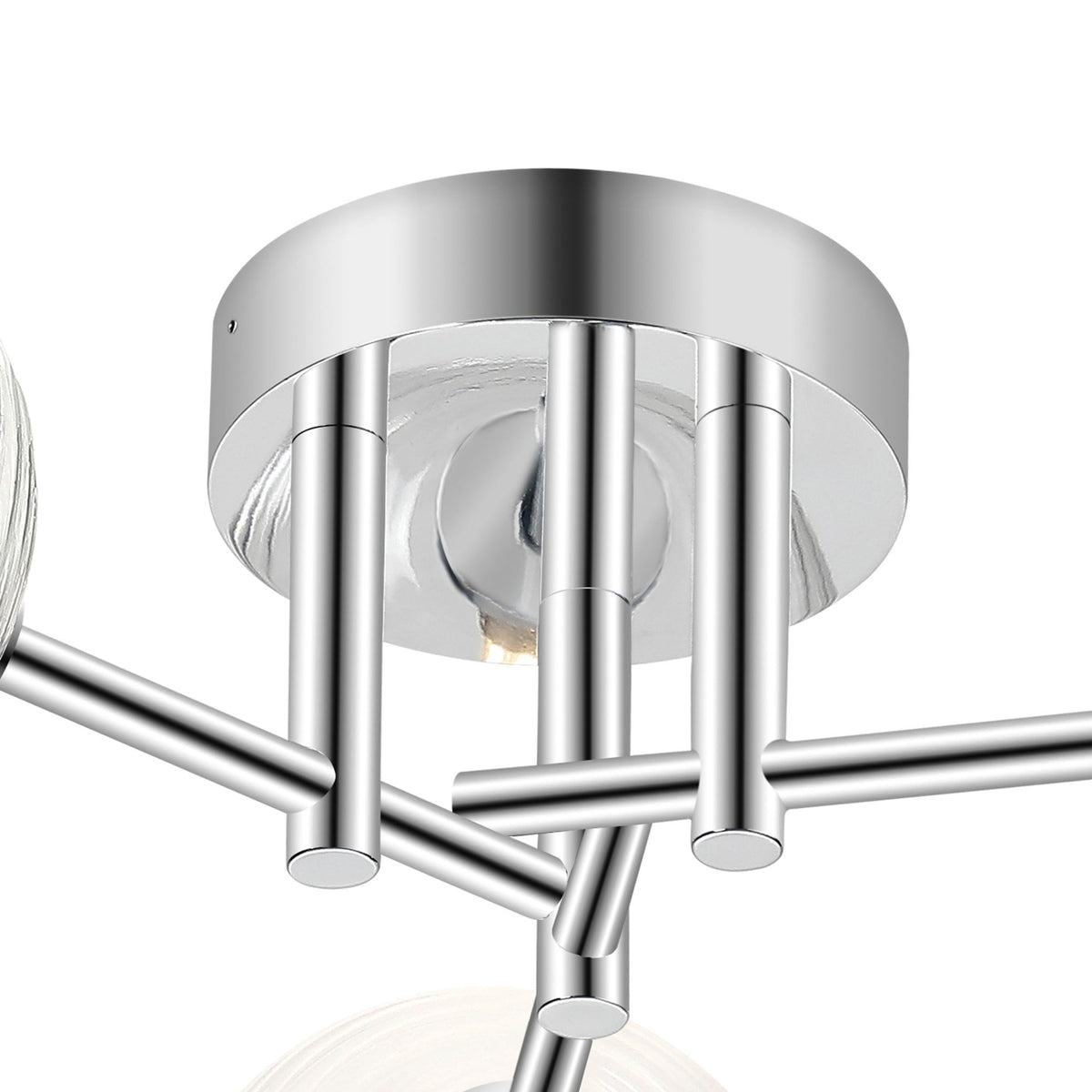 Tenterden Round 3 Light Semi Flush Ceiling Light in Chrome with Ribbed Round Clear Glass Diffusers