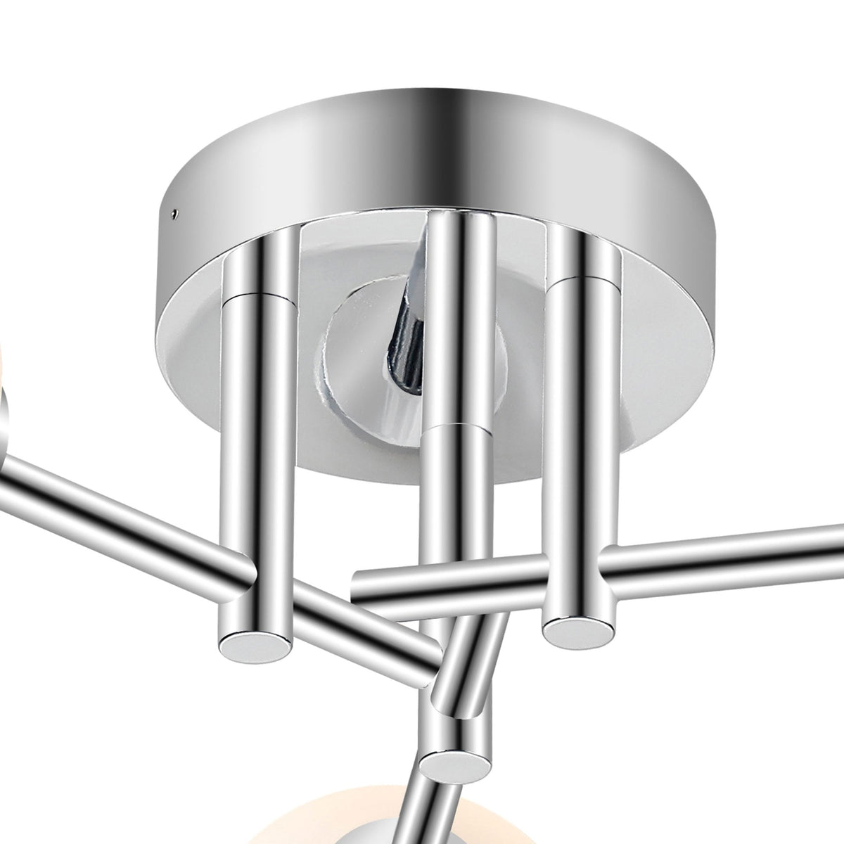 Tenterden Round 3 Light Semi Flush Ceiling Light in Chrome with Smooth Tubular Opal Glass Diffusers