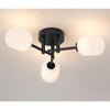 Tenterden Round 3 Light Semi Flush Ceiling Light in Satin Black with Smooth Tubular Opal Glass Diffusers