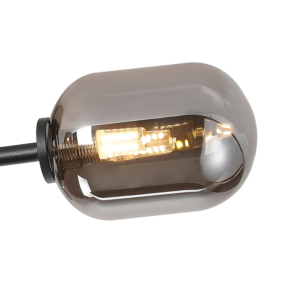 Tenterden Round 3 Light Semi Flush Ceiling Light in Satin Black with Smooth Tubular Smoke Glass Diffusers