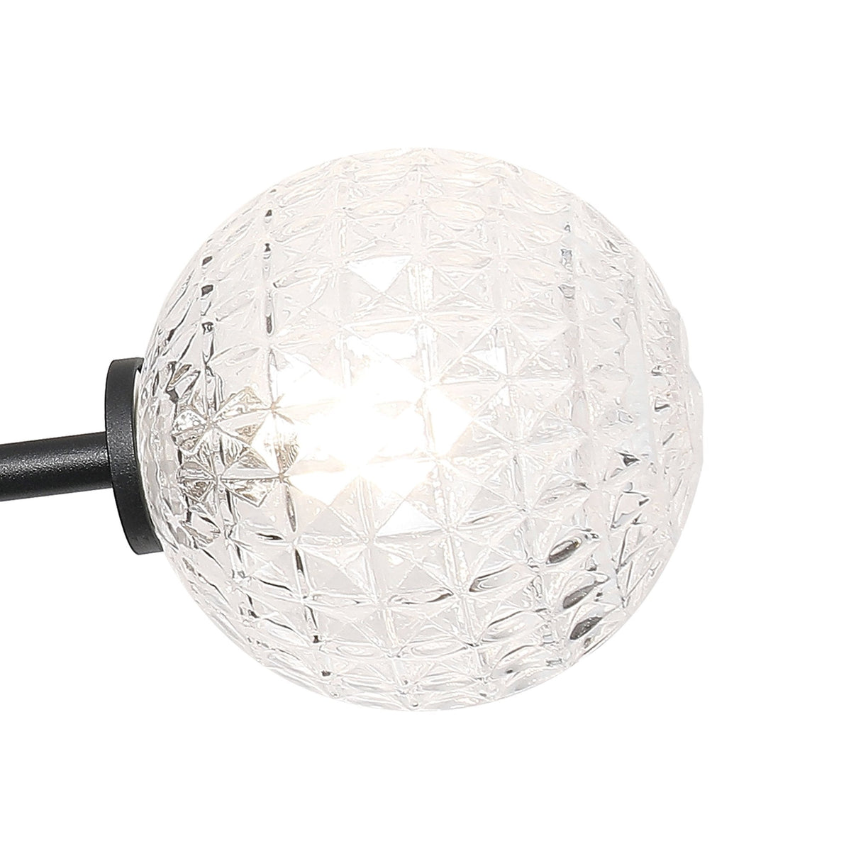 Tenterden Round 3 Light Semi Flush Ceiling Light in Satin Black with Cross Pattern Round Clear Glass Diffusers