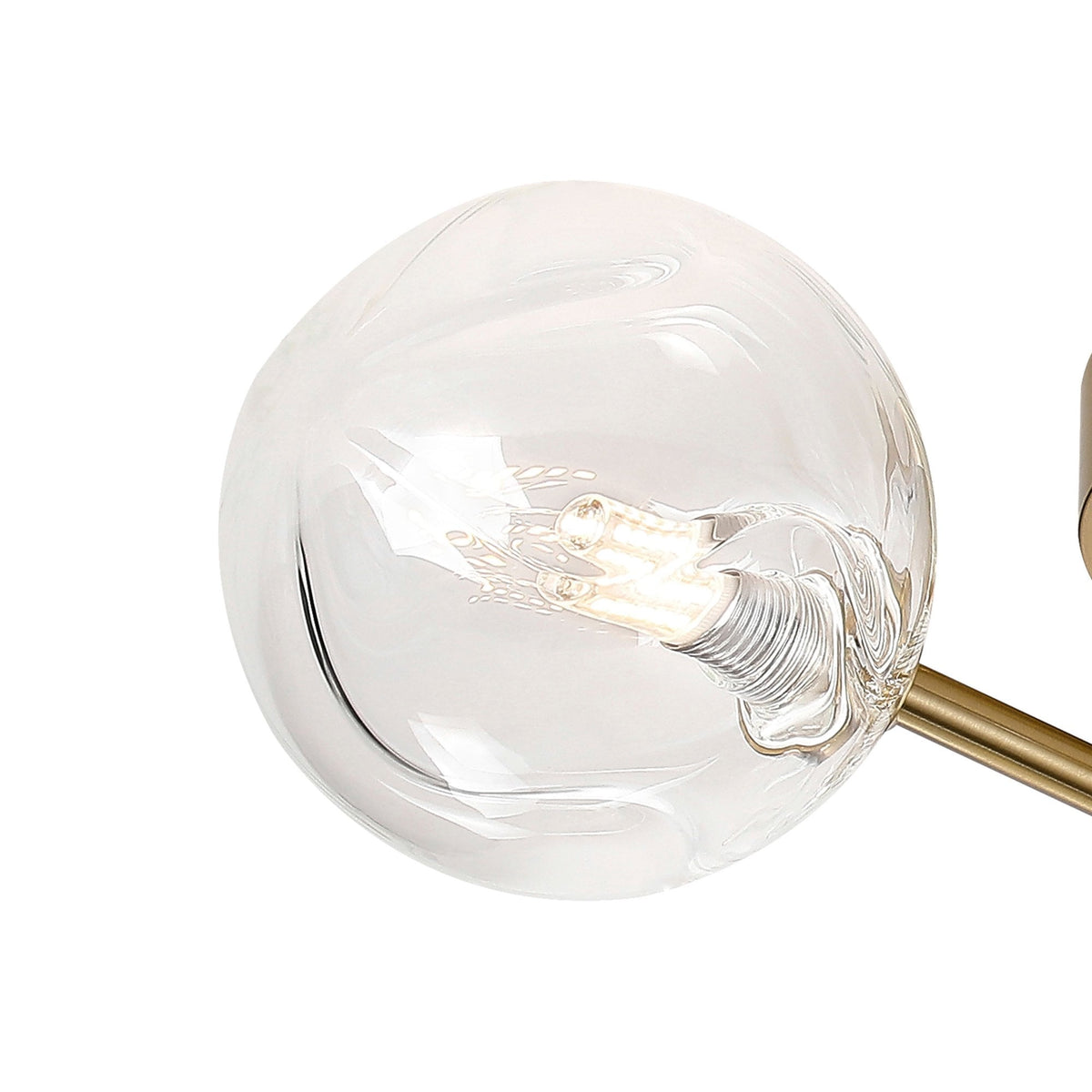 Tenterden Round 3 Light Semi Flush Ceiling Light in Brass Gold with Waved Round Clear Glass Diffusers