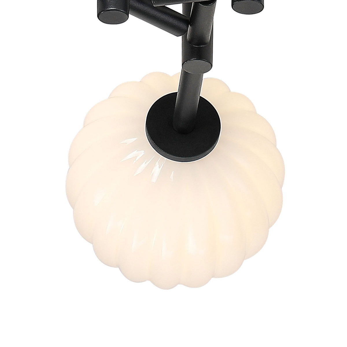 Tenterden Round 3 Light Semi Flush Ceiling Light in Satin Black with Segment Round Opal Glass Diffusers