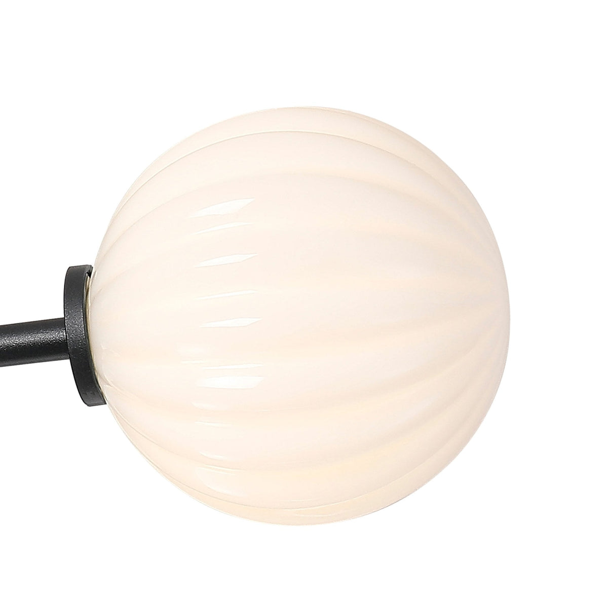 Tenterden Round 3 Light Semi Flush Ceiling Light in Satin Black with Segment Round Opal Glass Diffusers