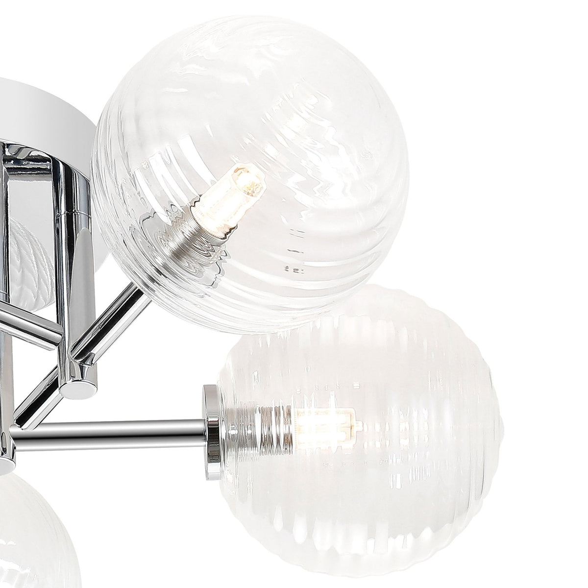 Tenterden Round 5 Light Semi Flush Ceiling Light in Chrome with Ribbed Round Clear Glass Diffusers