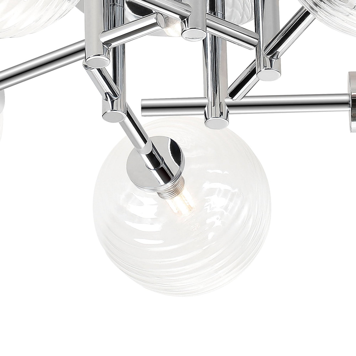 Tenterden Round 5 Light Semi Flush Ceiling Light in Chrome with Ribbed Round Clear Glass Diffusers