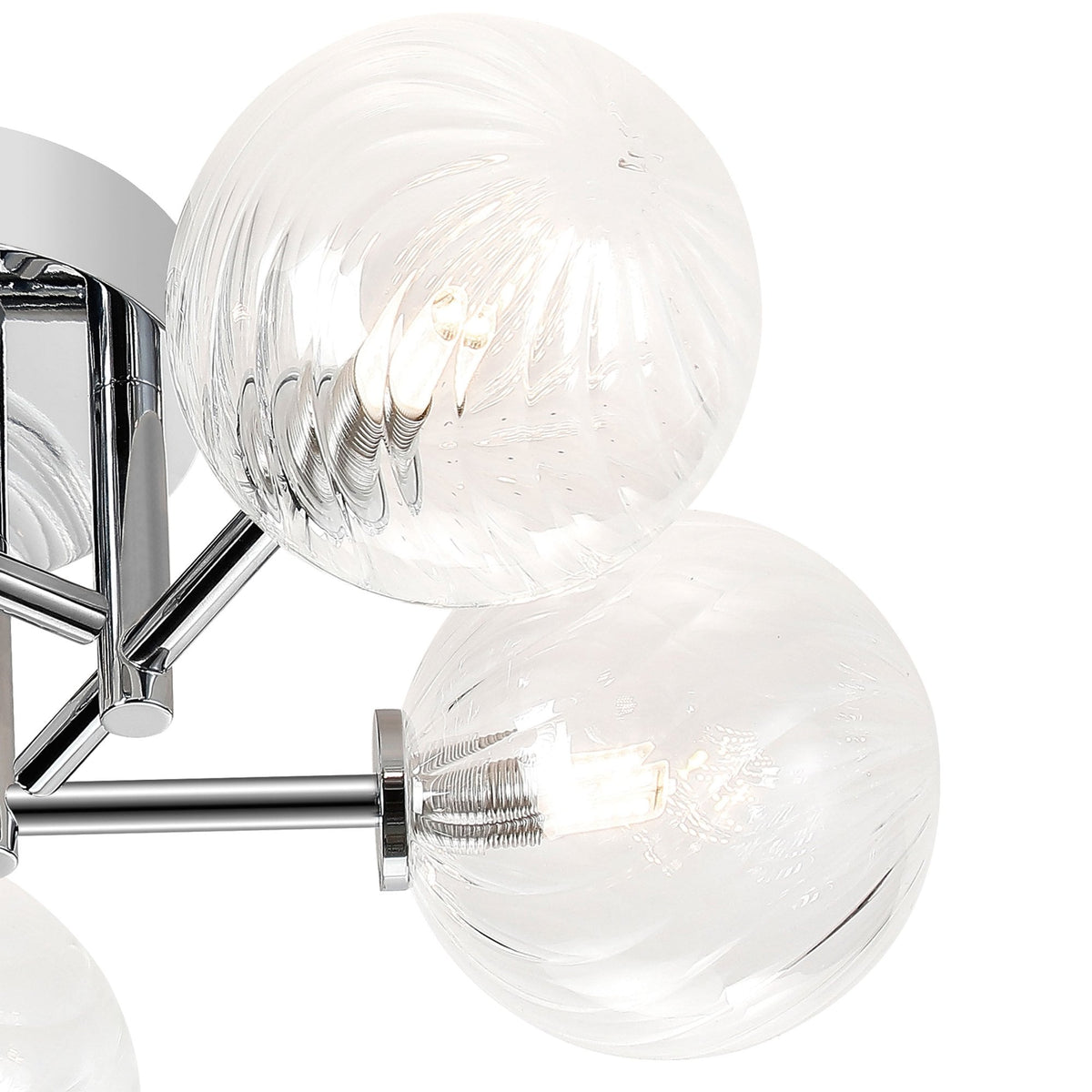 Tenterden Round 5 Light Semi Flush Ceiling Light in Chrome with Swirl Round Clear Glass Diffusers