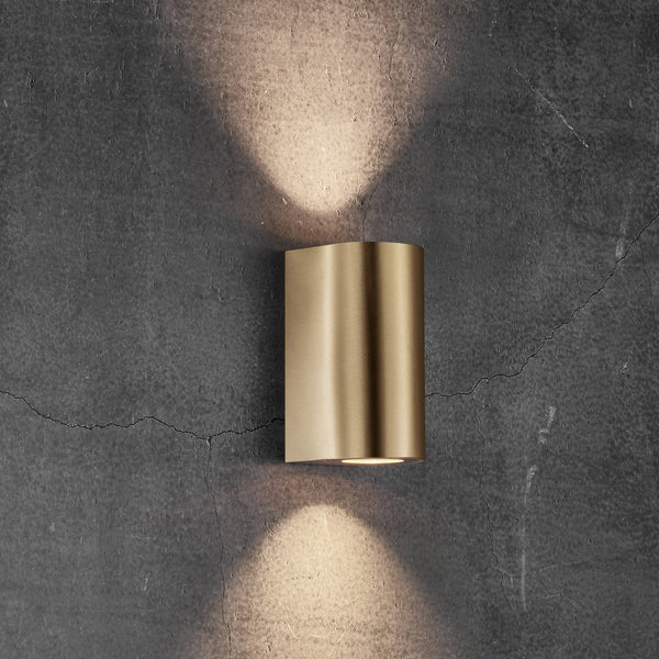 Canto Maxi 2 IP44 Coastal Up and Down Wall Light In Brass