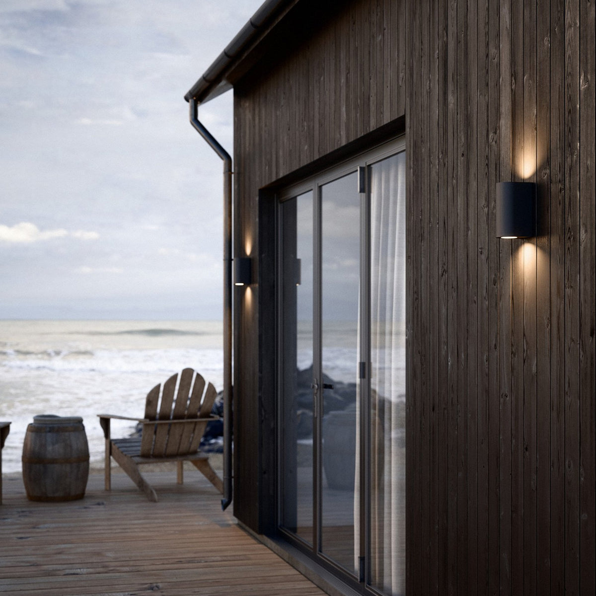 Canto Maxi 2 IP44 Coastal Up and Down Wall Light in Black