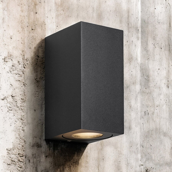 Canto Maxi Kubi 2 IP44 Coastal Up and Down Wall Light In Black