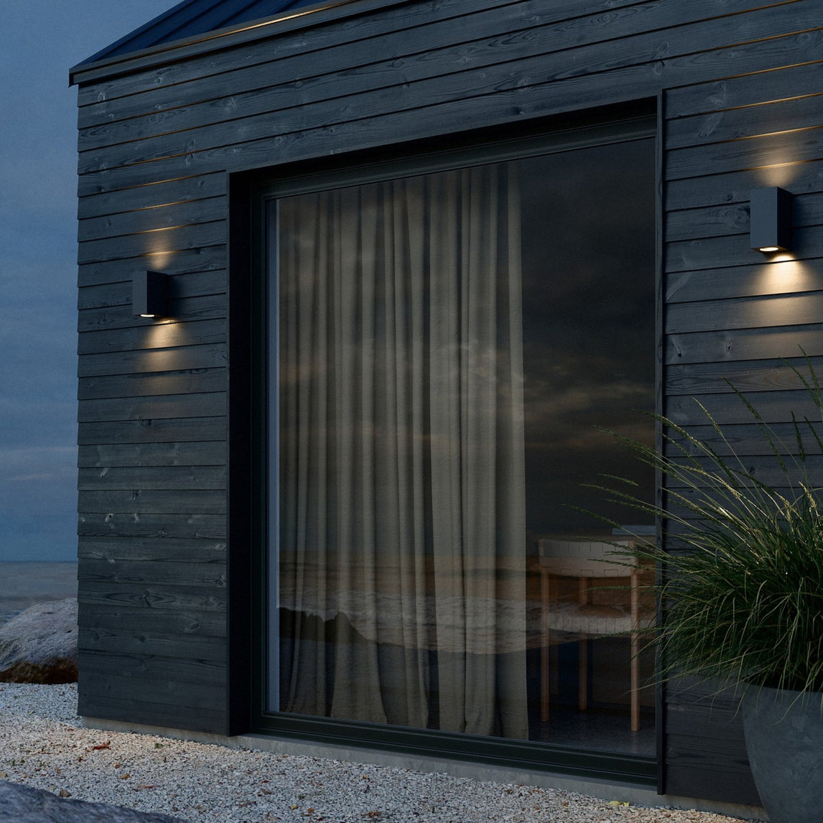 Canto Maxi Kubi 2 IP44 Coastal Up and Down Wall Light In Black