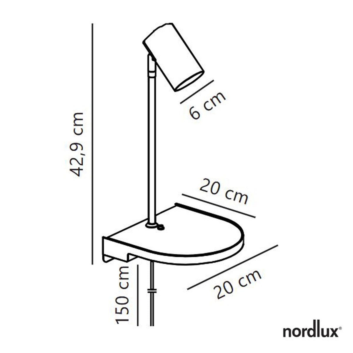 Cody Plugged Adjustable Wall Mounted Lamp In Black With Shelf