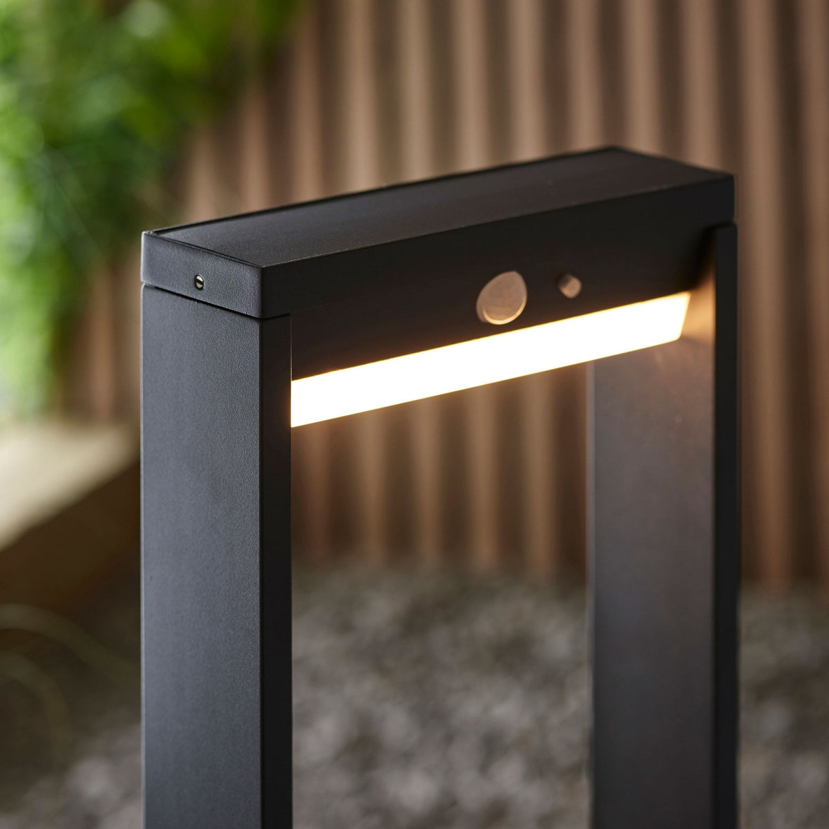 Dannah Solar Powered Post in Textured Black with PIR & Dusk to Dawn Function