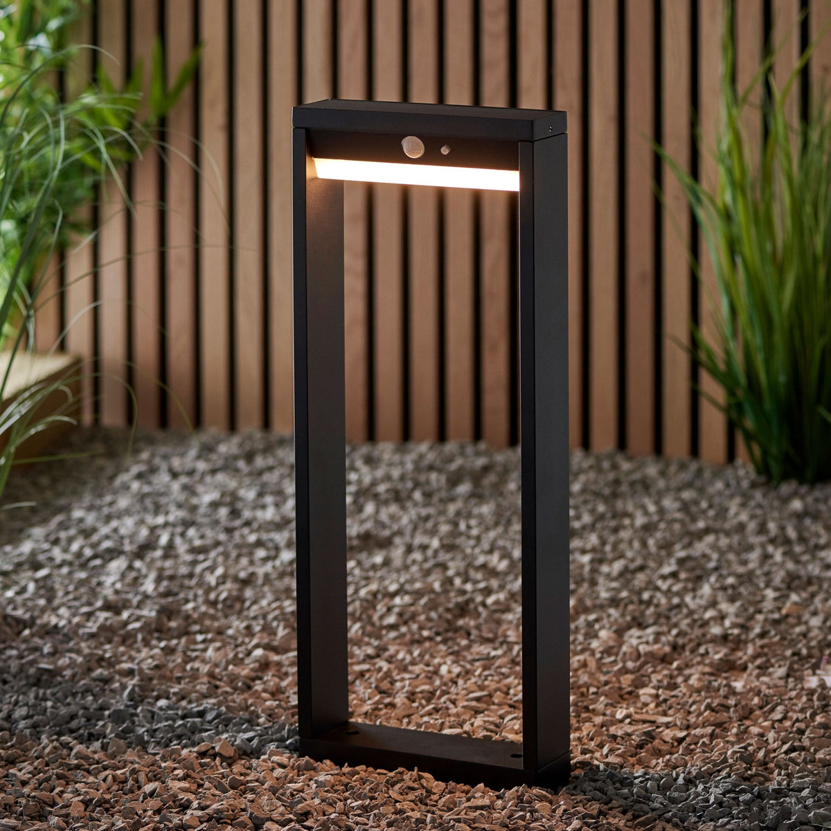 Dannah Solar Powered Post in Textured Black with PIR & Dusk to Dawn Function