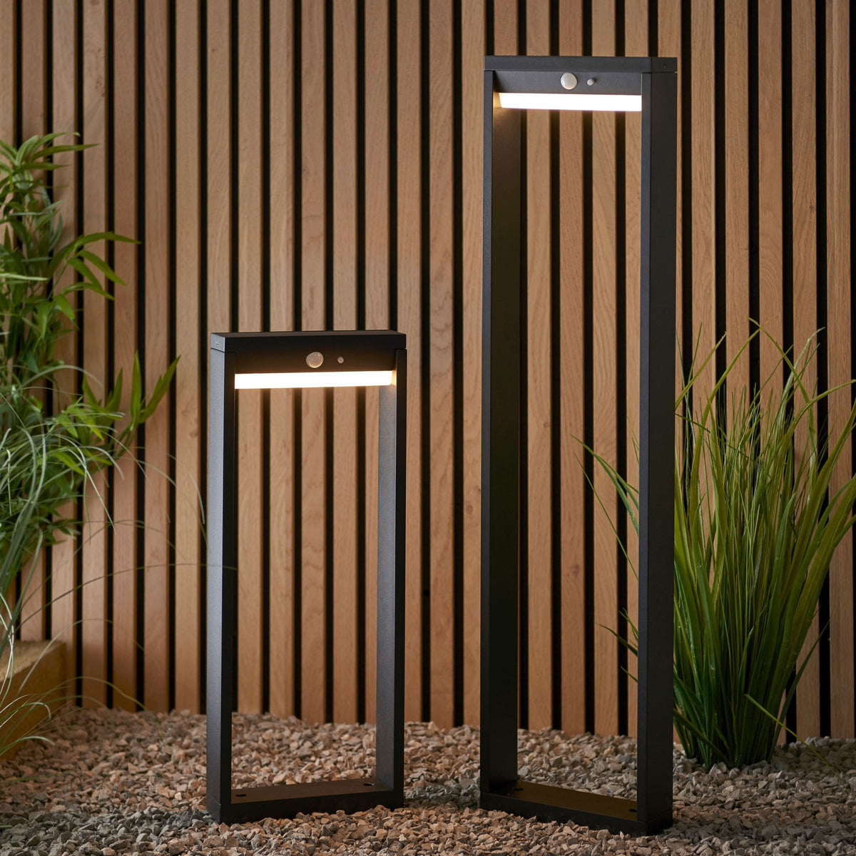 Dannah Solar Powered Post in Textured Black with PIR & Dusk to Dawn Function