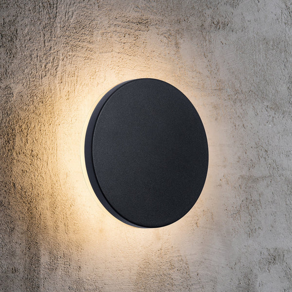 Artego Round Outdoor LED Wall Light In Black