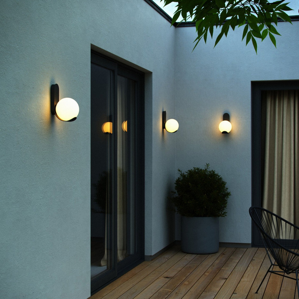 Dalius Outdoor IP44 Wall Light in Black with Opal Diffuser
