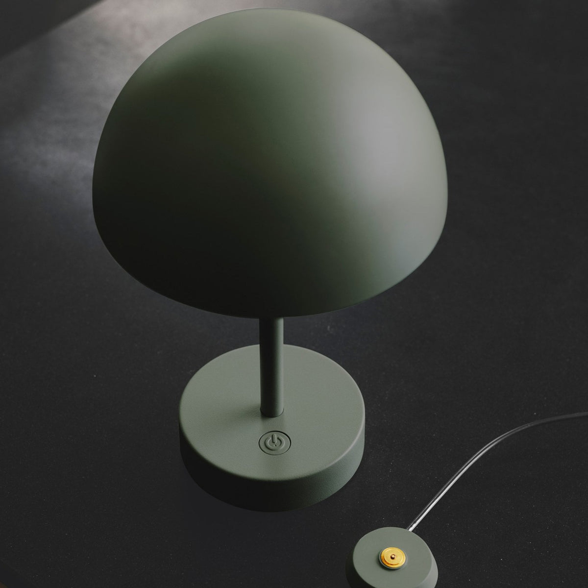 Ellen To-Go Rechargeable Portable Table Lamp in Olive Green