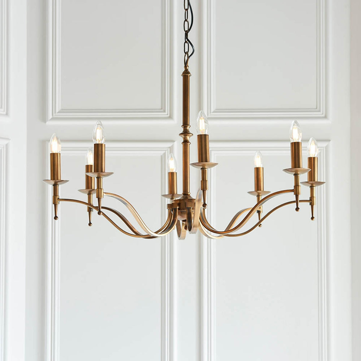 Stanford Eight Light Pendant In Antique Brass