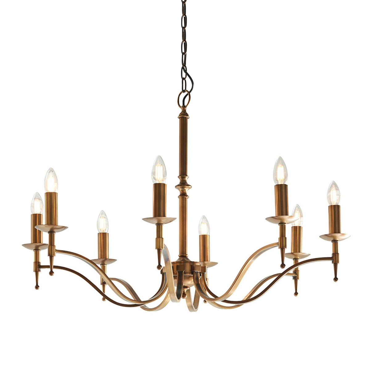 Stanford Eight Light Pendant In Antique Brass