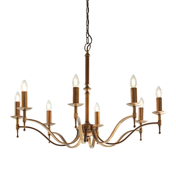 Stanford Eight Light Pendant In Antique Brass