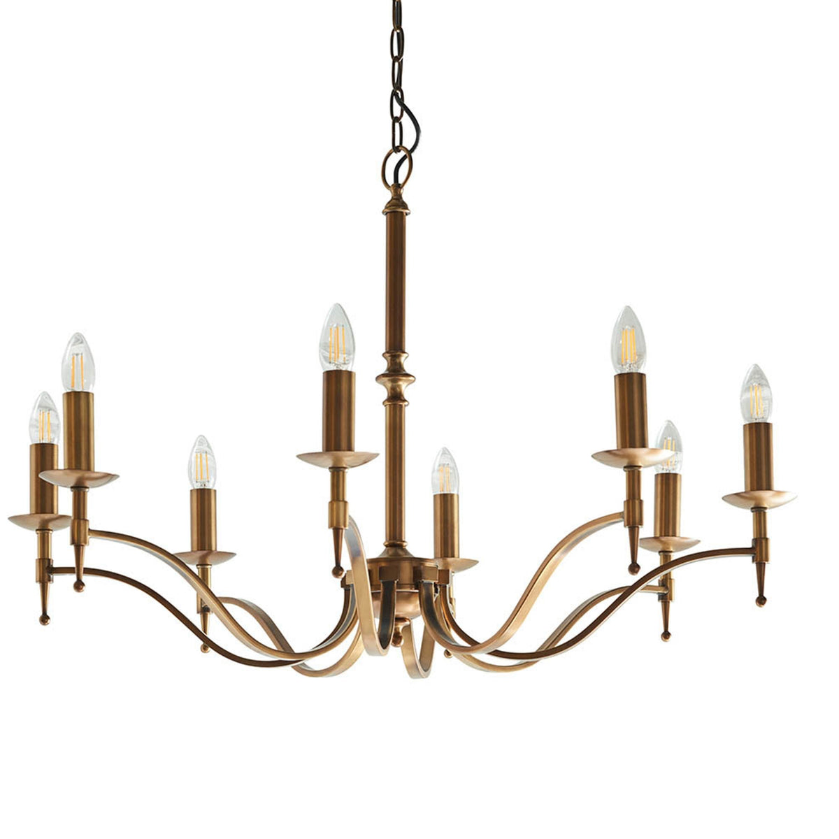 Stanford Eight Light Pendant In Antique Brass