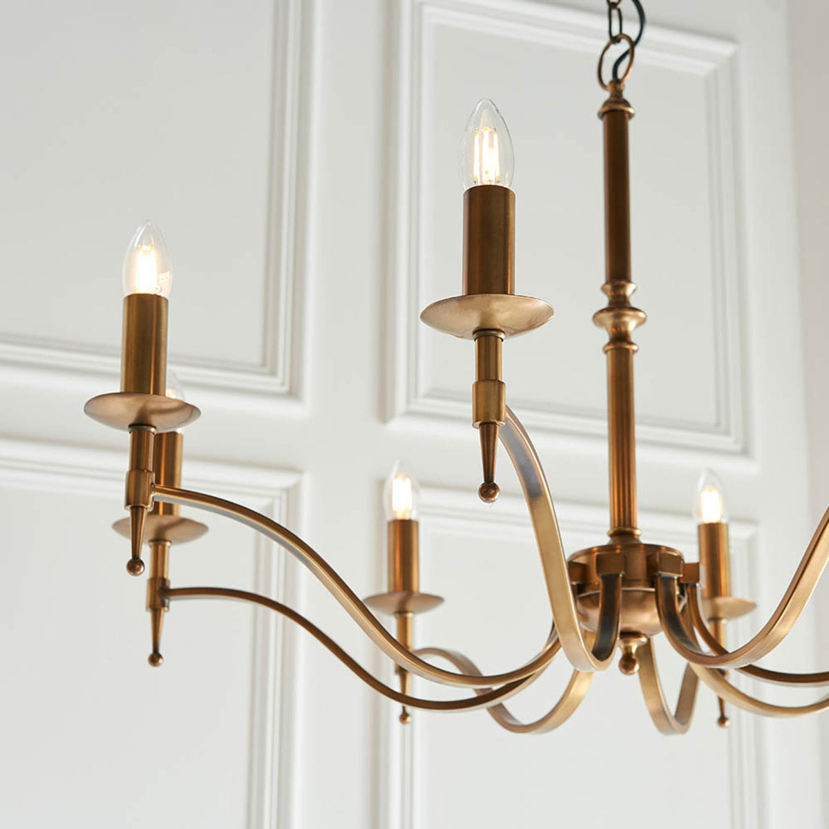 Stanford Eight Light Pendant In Antique Brass