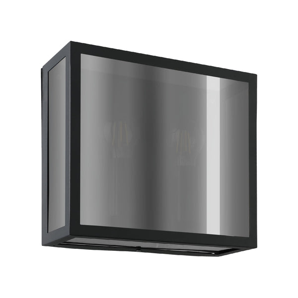 Alamonte Smoke IP44 Outdoor Twin Lamp Wall Light in Black
