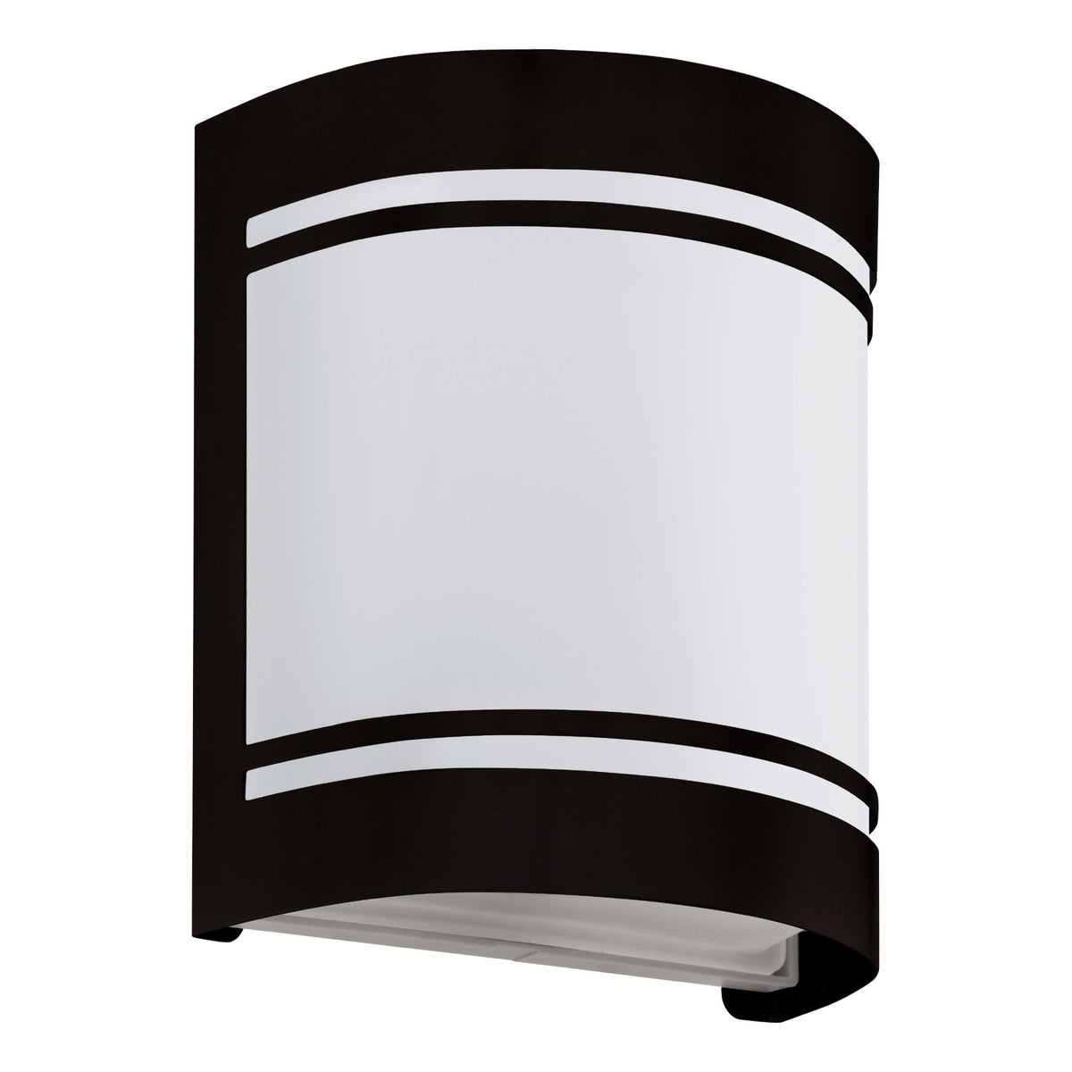 Cerno Outdoor IP44 Black Wall Light with Satin White Glass Diffuser