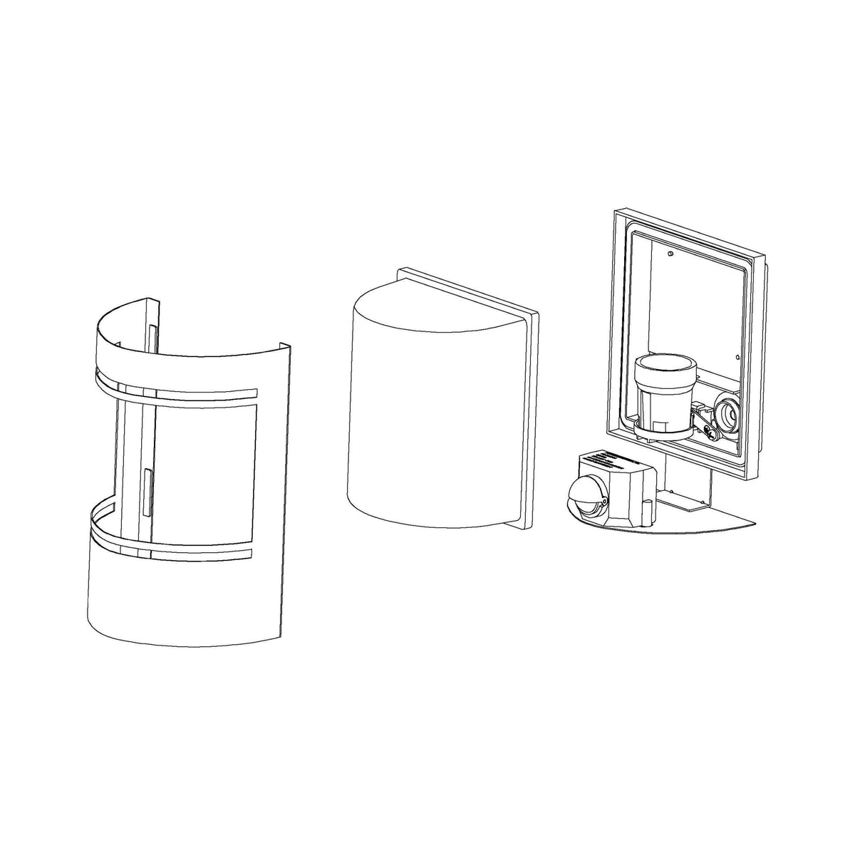 Cerno Outdoor IP44 Black Wall Light with Satin White Glass Diffuser