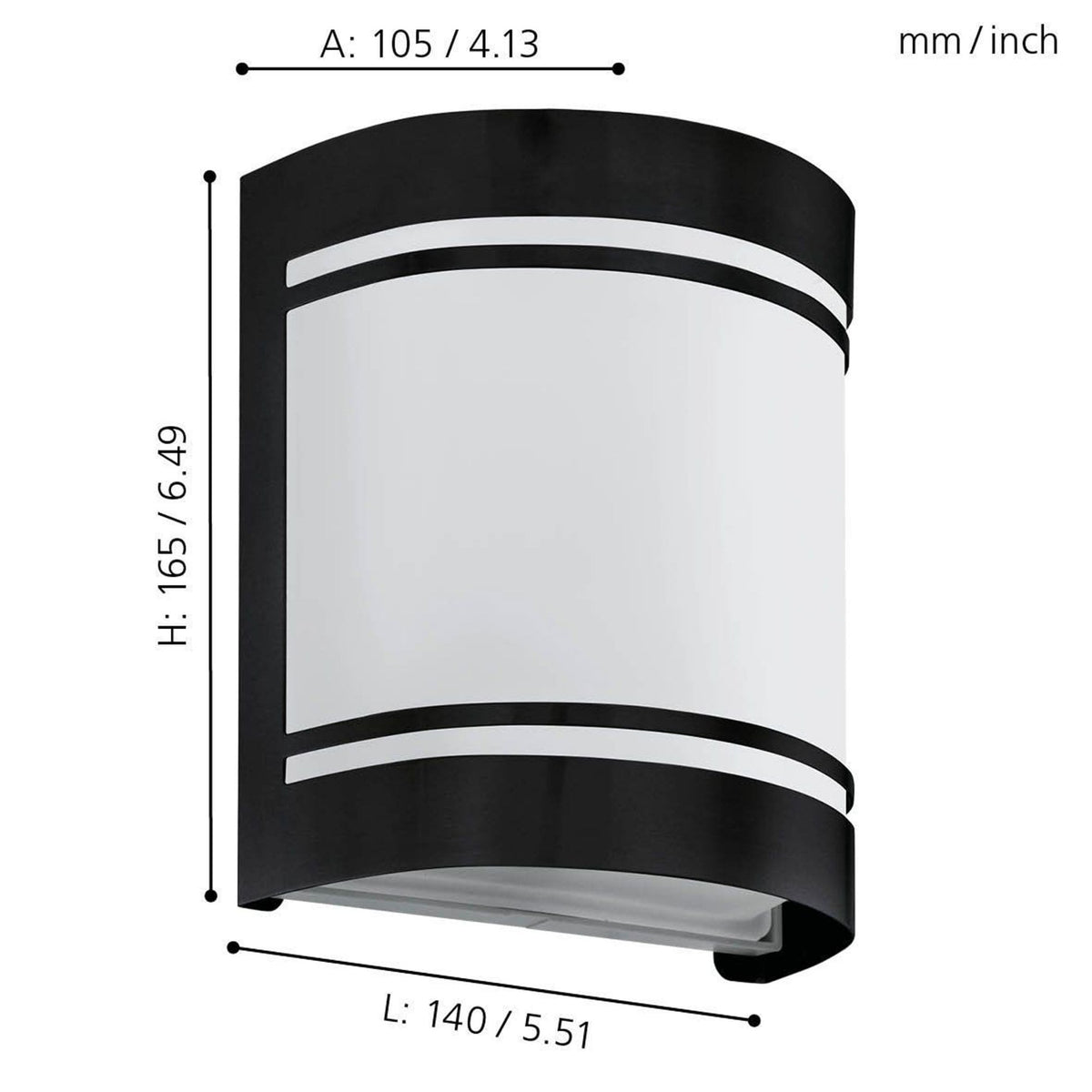 Cerno Outdoor IP44 Black Wall Light with Satin White Glass Diffuser