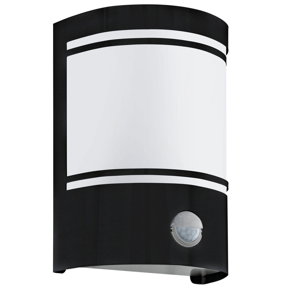 Cerno PIR Outdoor IP44 Black Wall Light with Satin White Glass Diffuser