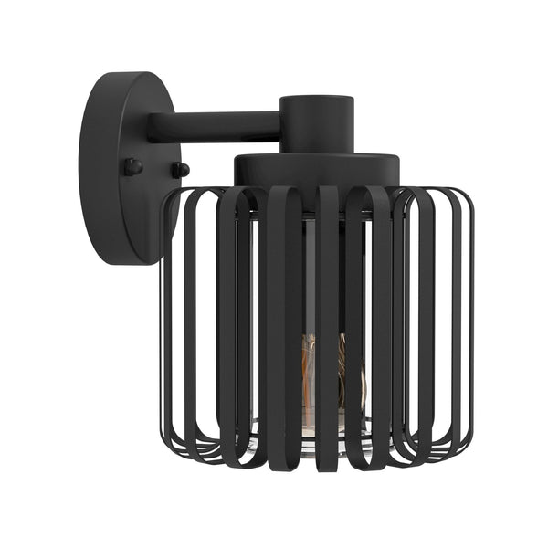 Selinus IP65 Outdoor Wall Light in Black with Clear Glass Shade