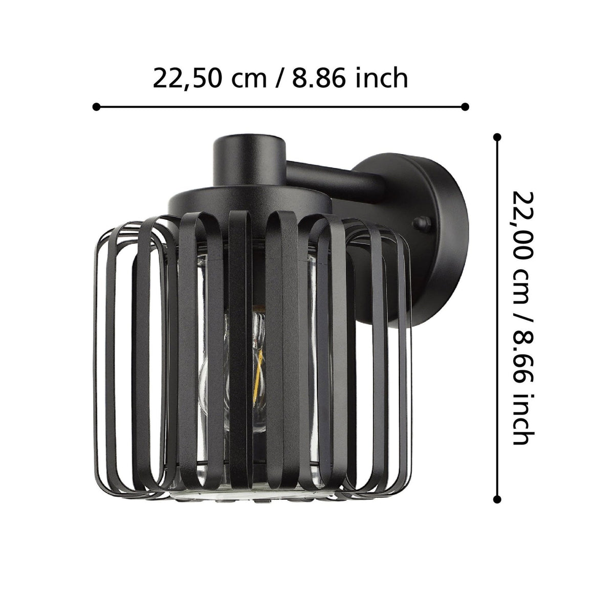 Selinus IP65 Outdoor Wall Light in Black with Clear Glass Shade
