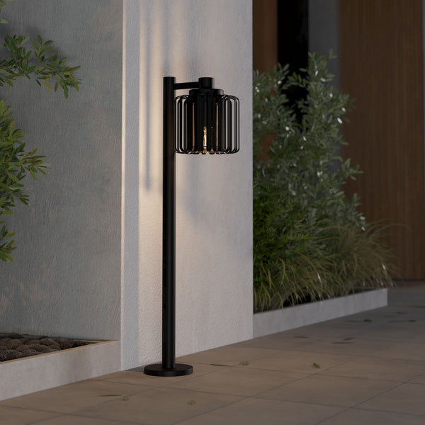 Selinus IP65 Exterior Floor Path Light in Black with Clear Glass Shade