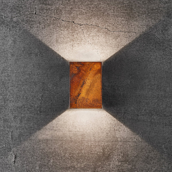 Fold 10 Coastal IP54 LED Wall Light in Corten Weathering Steel
