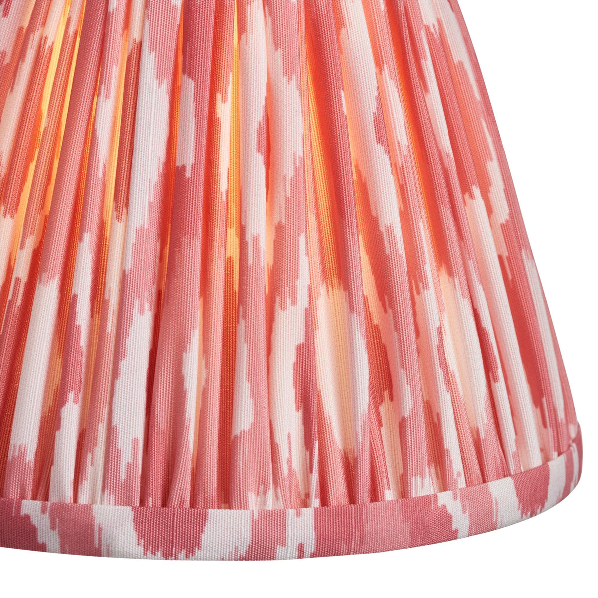 Trobridge Rechargeable Table Lamp in Brushed Aged Brass with Ikat 16cm Coral Pink Shade