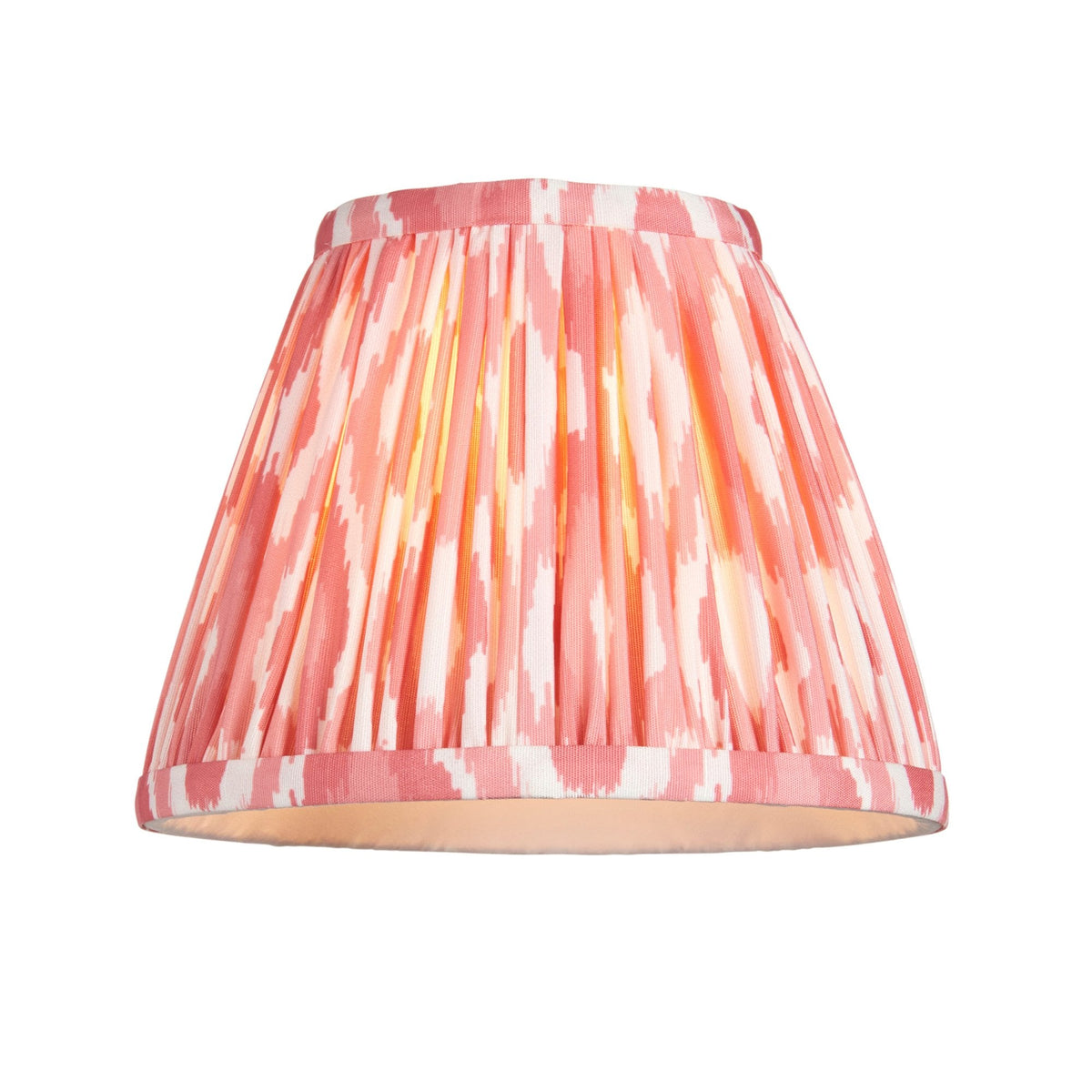 Trobridge Rechargeable Table Lamp in Brushed Aged Brass with Ikat 16cm Coral Pink Shade
