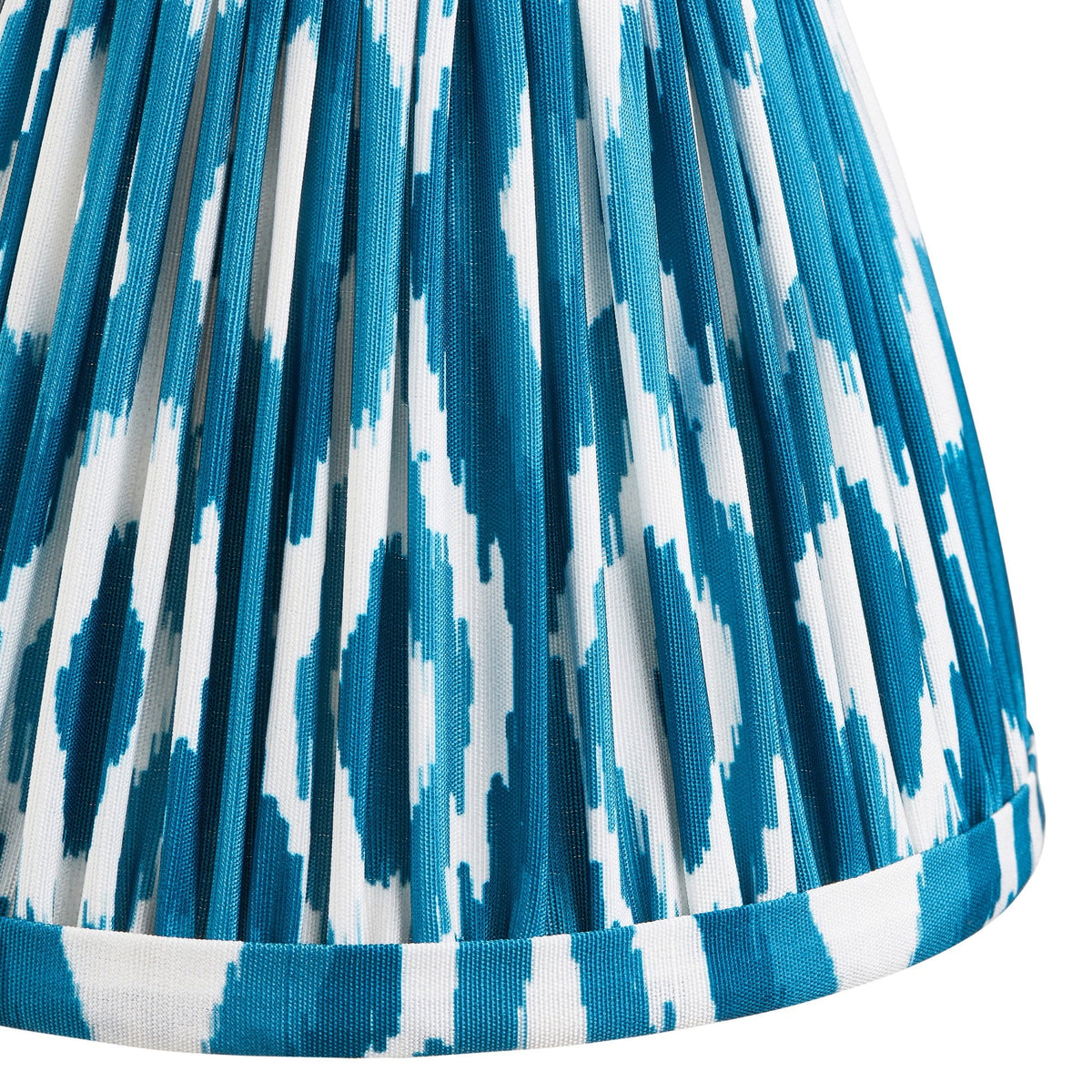 Trobridge Rechargeable Table Lamp in Brushed Aged Brass with Ikat 16cm Marlin Blue Shade