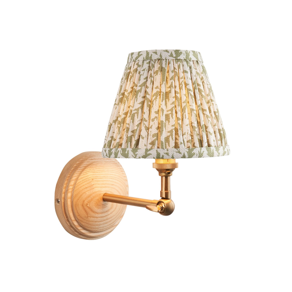 Wood Wing Adjustable Wall Light With Leaf 16cm Herb Garden Green Shade