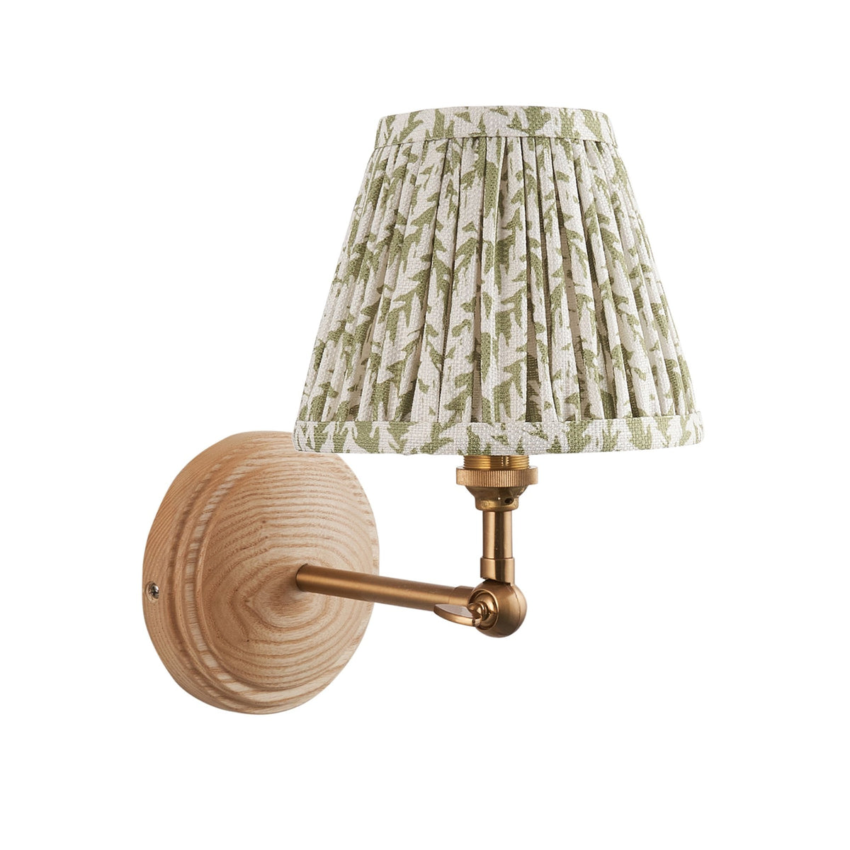 Wood Wing Adjustable Wall Light With Leaf 16cm Herb Garden Green Shade