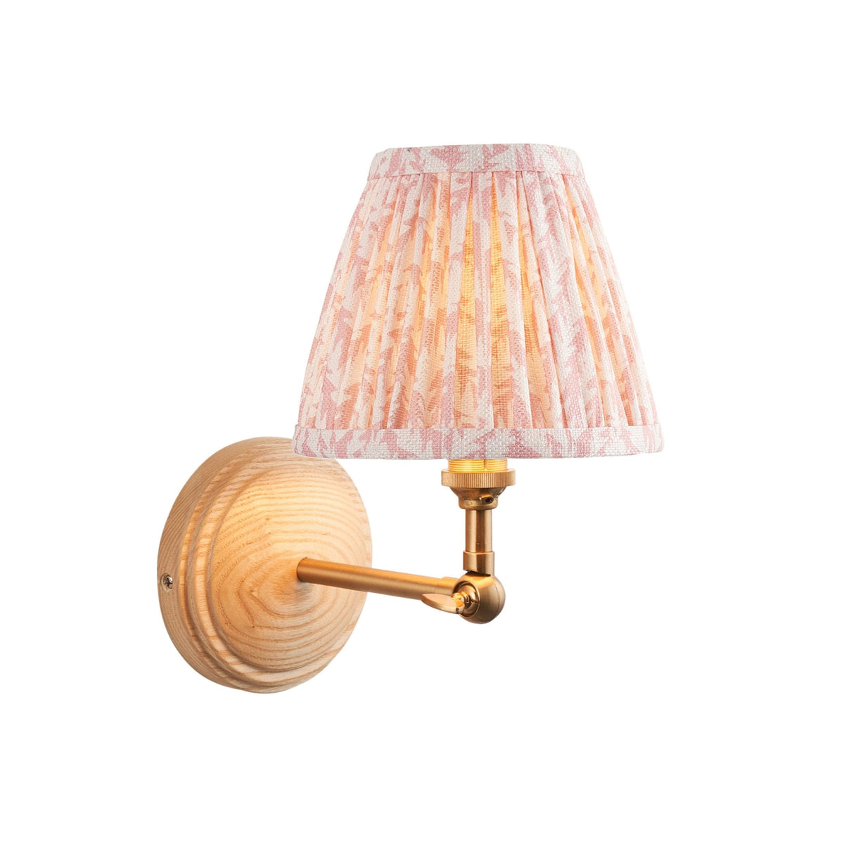 Wood Wing Adjustable Wall Light With Leaf 16cm Peachy Keen Shade