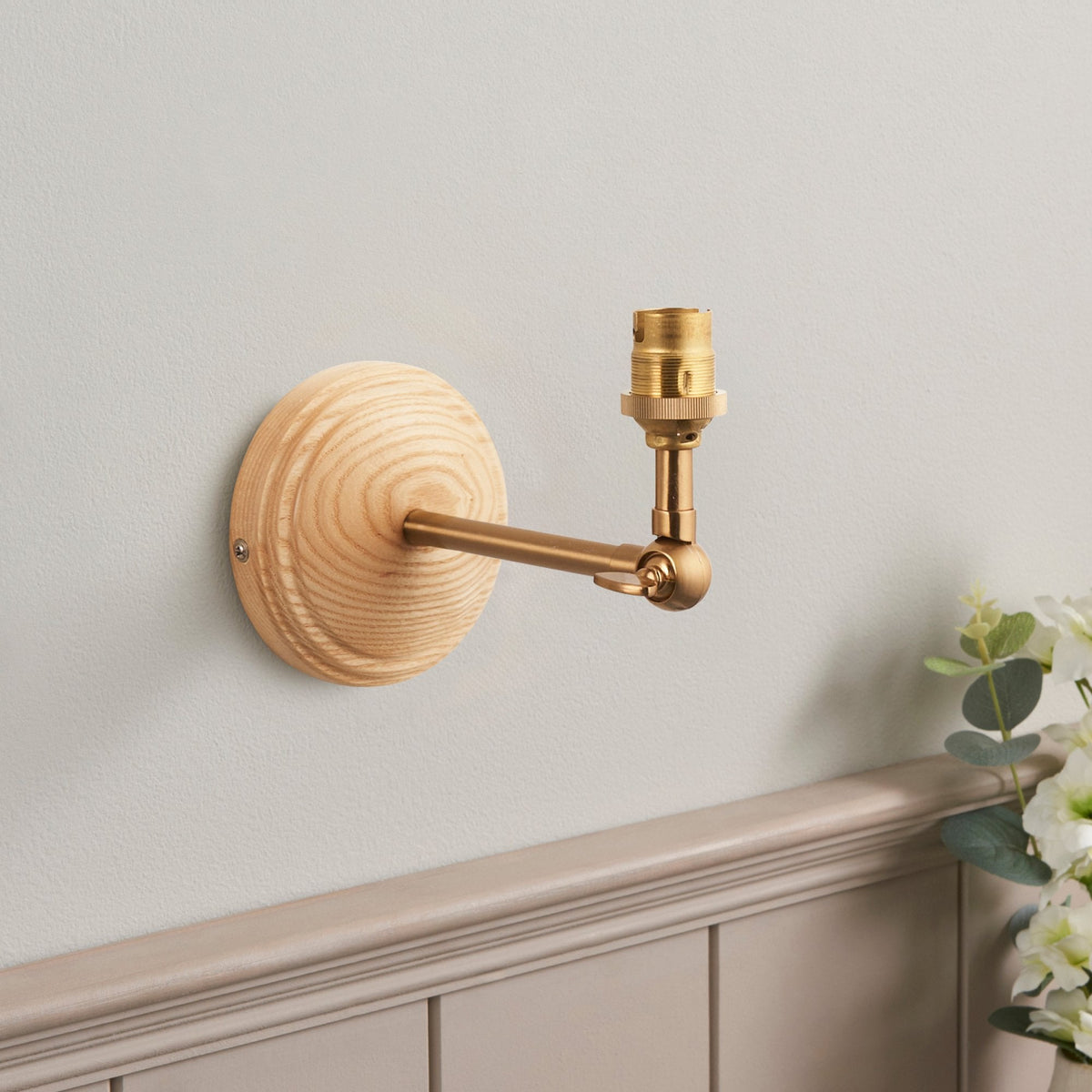 Wood Wing Adjustable Wall Light With Leaf 16cm Peachy Keen Shade