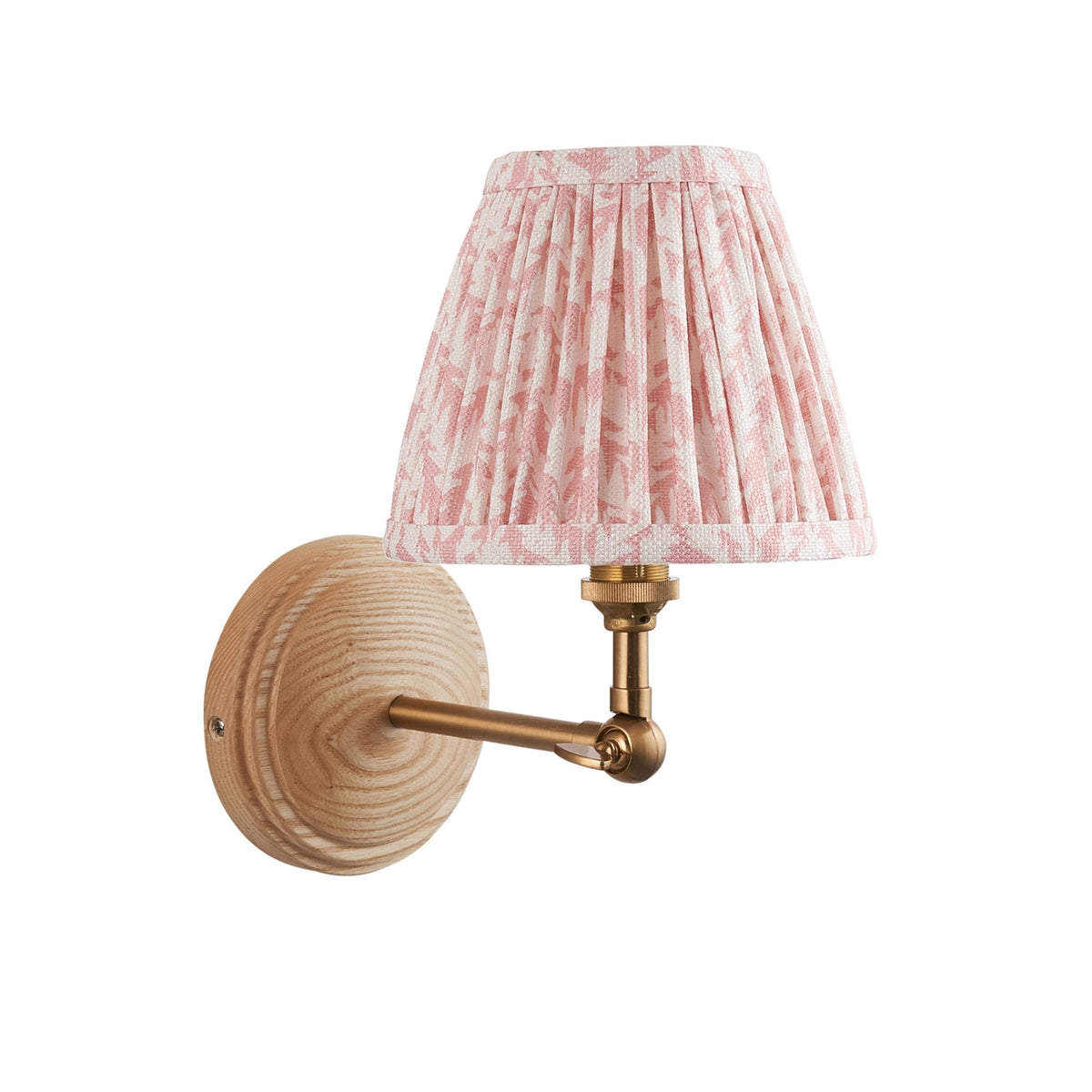 Wood Wing Adjustable Wall Light With Leaf 16cm Peachy Keen Shade