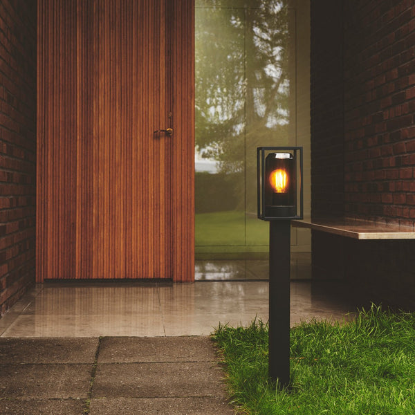 Griffin IP44 Bollard Light In Black with Smoked Diffuser