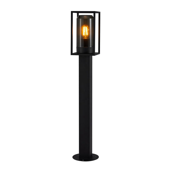 Griffin IP44 Bollard Light In Black with Smoked Diffuser