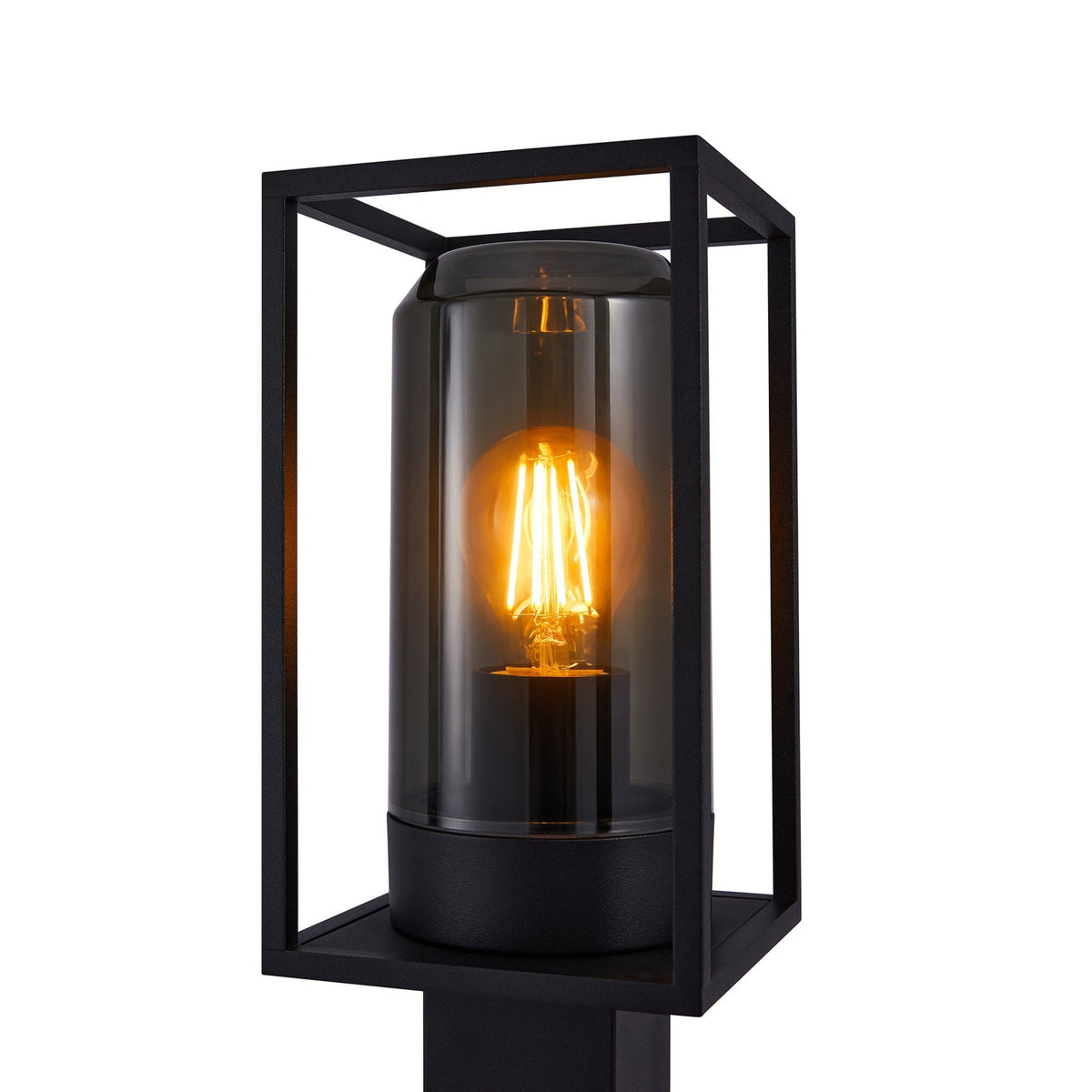 Griffin IP44 Bollard Light In Black with Smoked Diffuser